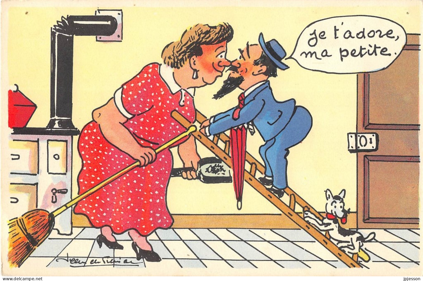 ILLUSTRATEUR - JEAN DE PREISSAC - HUMORISTIQUE, COUPLE - "JE T'ADORE MA PETITE" - Preissac