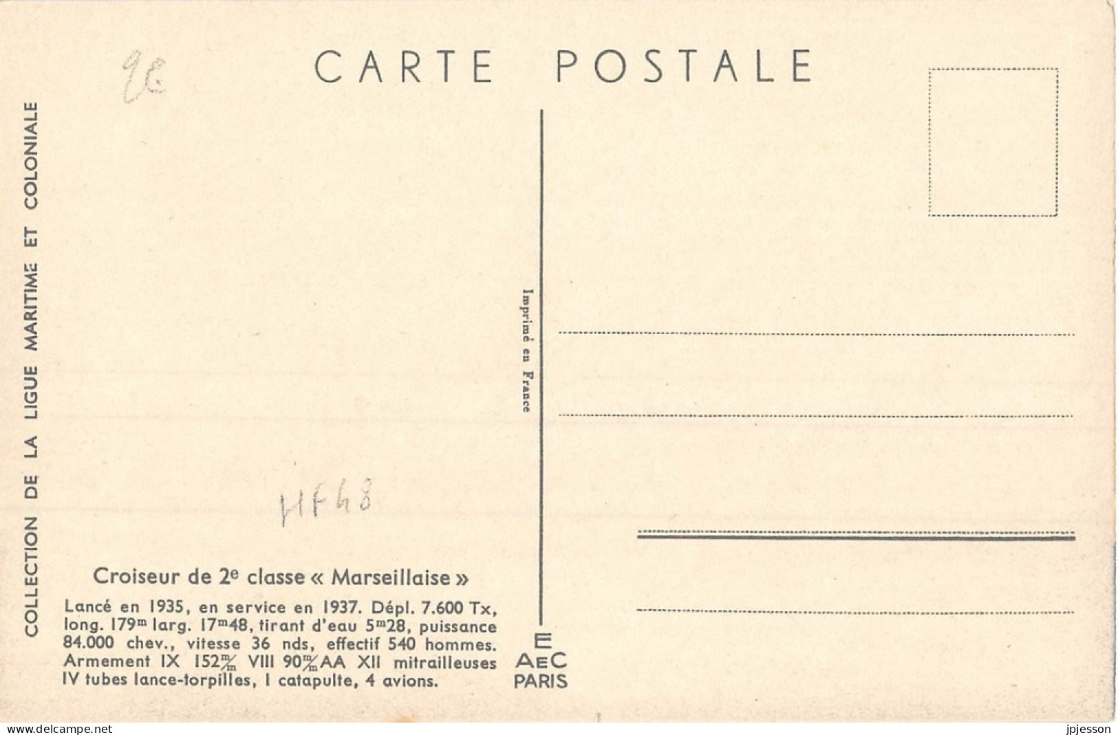 ILLUSTRATEUR - HAFFNER - CROISEUR DE 2° CLASSE "MARSEILLAISE" - Haffner