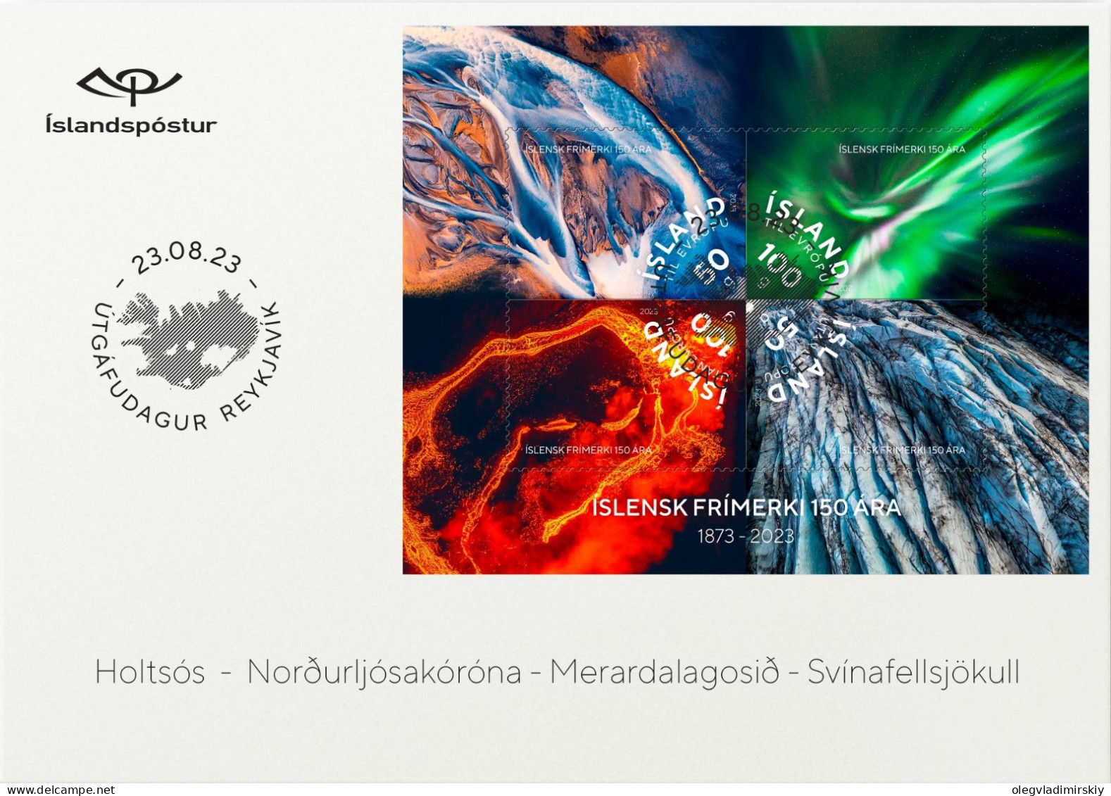 Iceland Island Istande 2013 150 Year Anniversary Of The Icelandic Stamps FDC - Vulkane