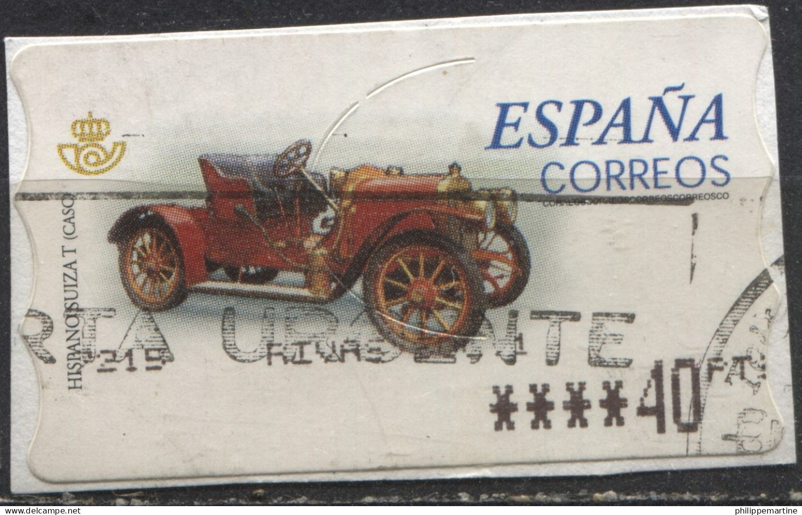 Espagne 2001 - Timbre De Distributeur YT 52 (1/3) (o) Sur Fragment - Dienstmarken