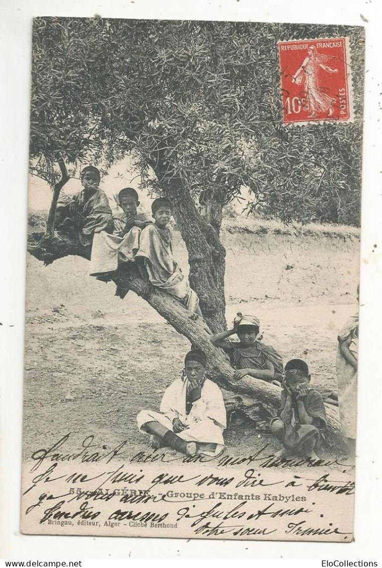 Cp, ALGERIE, Groupe D'enfants Kabyles, Voyagée - Kinderen