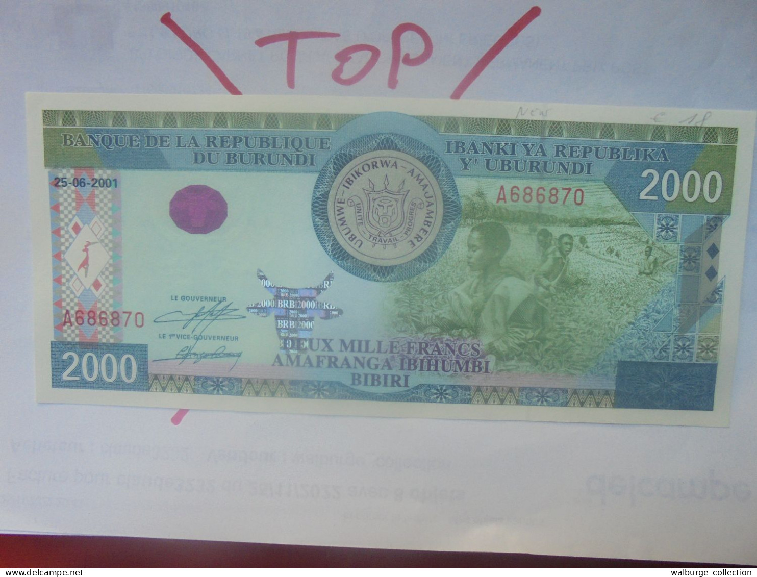 BURUNDI 2000 FRANCS 25-6-2001 Neuf (B.30) - Burundi