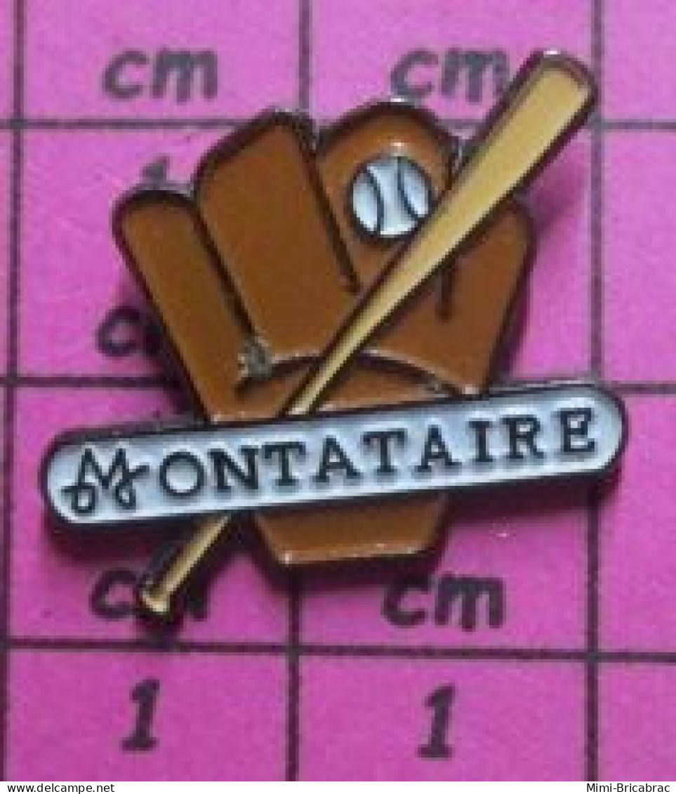 1518A Pin's Pins / Beau Et Rare / SPORTS / BASEBALL GANT BALLE BATTE MONTATAIRE - Baseball