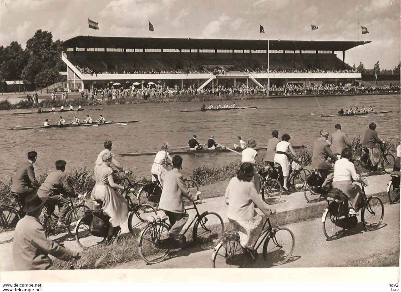 Persfoto Roeien Dames Vier Bosbaan 1955 KE3016 - Remo