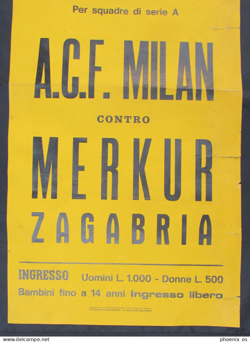 WOMENS FOOTBALL CALCIO FEMMINILE / A.C.F. MILAN ITALIA Vs MERKUR ZAGREB CROATIA,  POSTER MANIFESTO D 70 X 33 Cm - Bekleidung, Souvenirs Und Sonstige