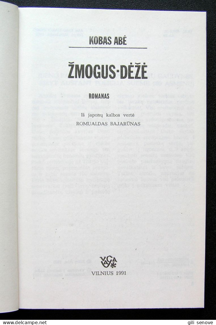 Lithuanian Book / Žmogus Dėžė 1991 - Novels