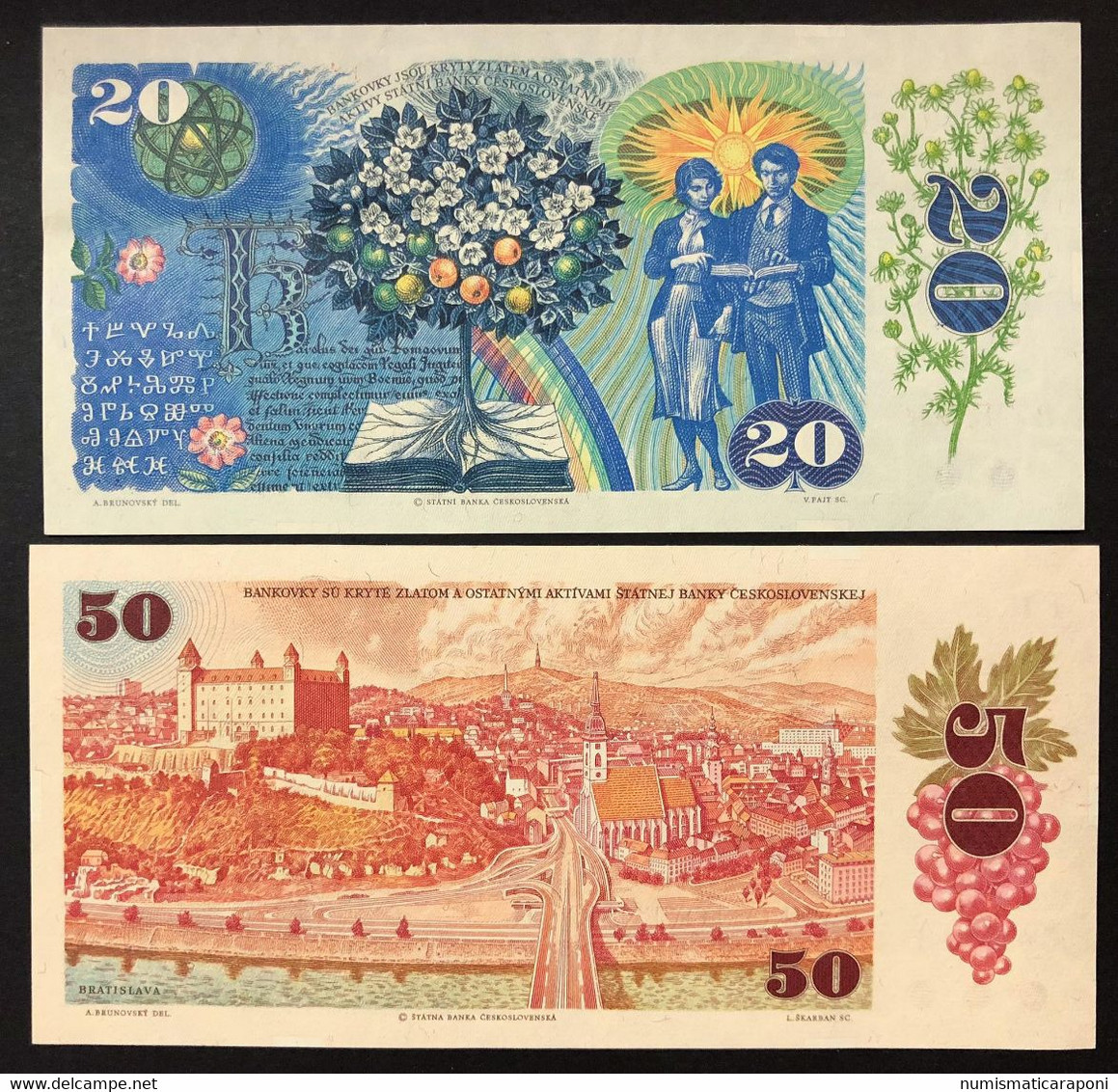 Ceskoslovenska CECOSLOVACCHIA  20 KORUN 1988 + 50 1987 Lotto 2182 - Czechoslovakia