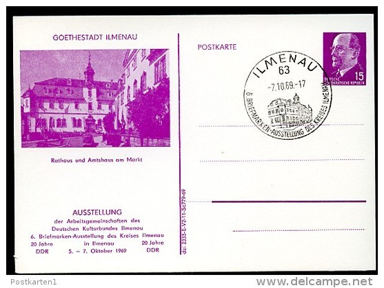 DDR PP10 D2/011a TYP1 Privat-Postkarte MARKT ILMENAU Sost. 1969  NGK 12,00 € - Cartes Postales Privées - Oblitérées