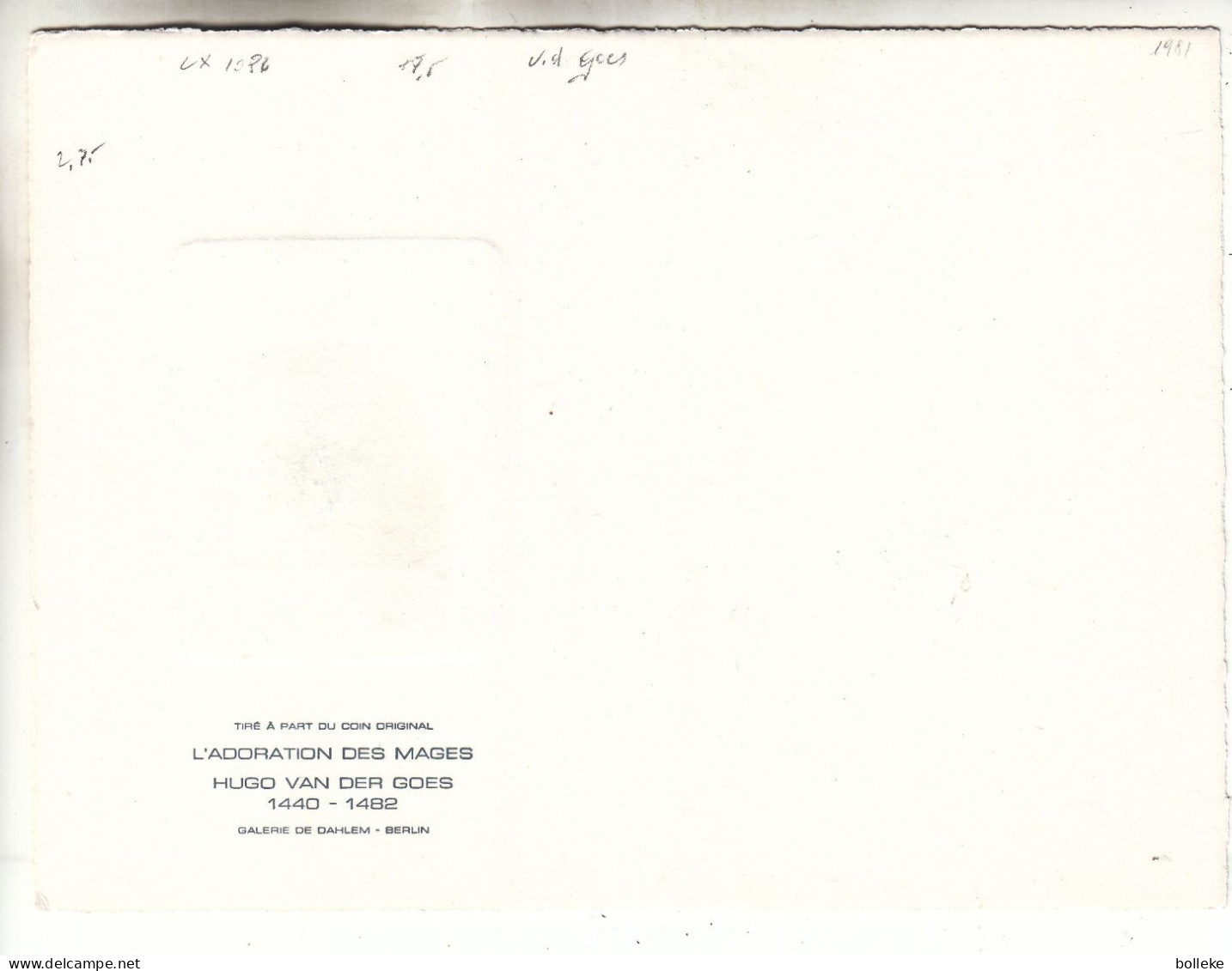 Religieux - Rwanda - COB LX 1086 - GF - Feuillet De Luxe - Peinture - Van Der Goes - Sur Papier Carton - - Lettres & Documents