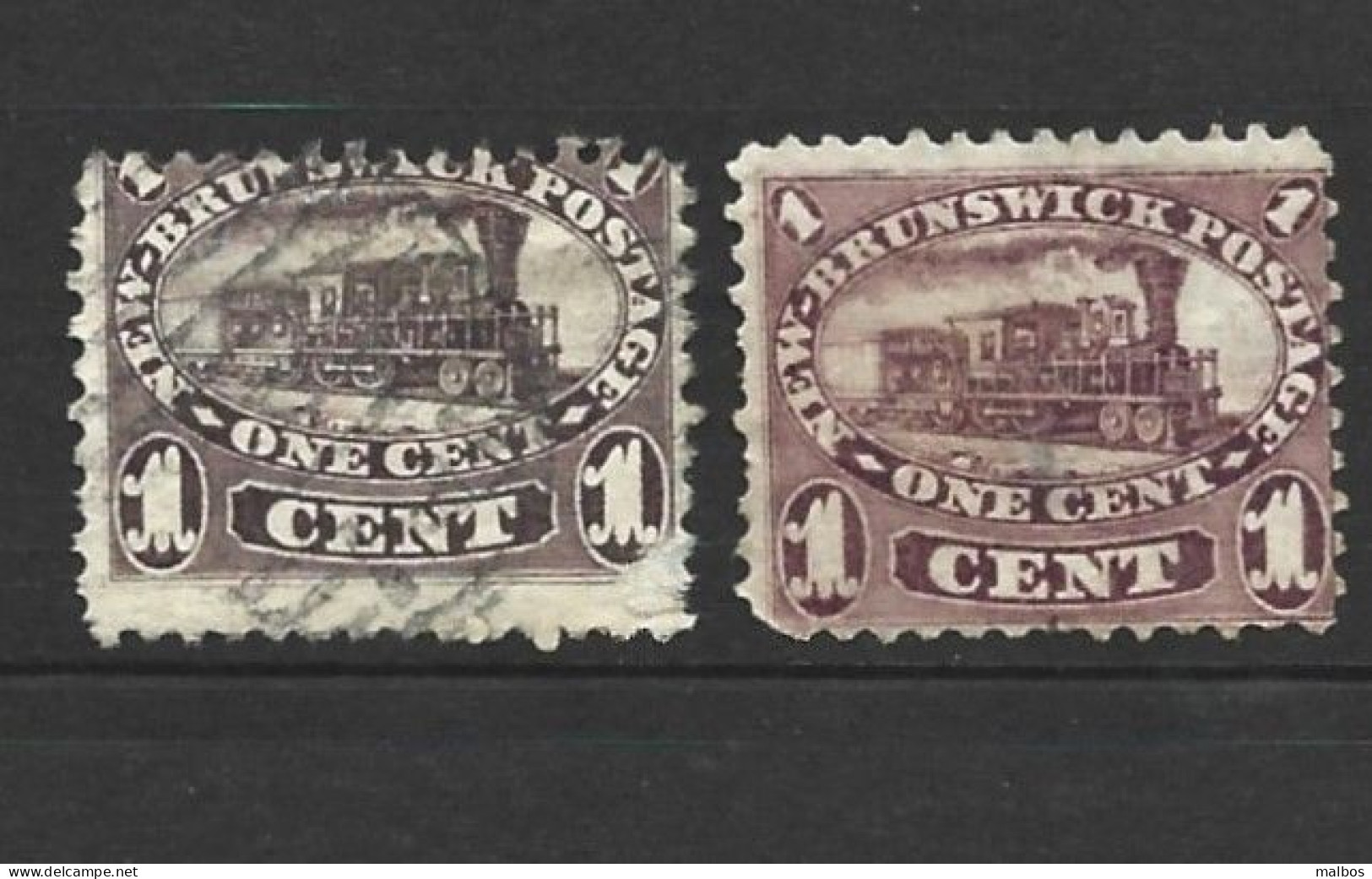 CANADA - New Brunswick  (o)  1860 - S&G 7 Brown-purple   +   S&G 8 Purple - Used Stamps