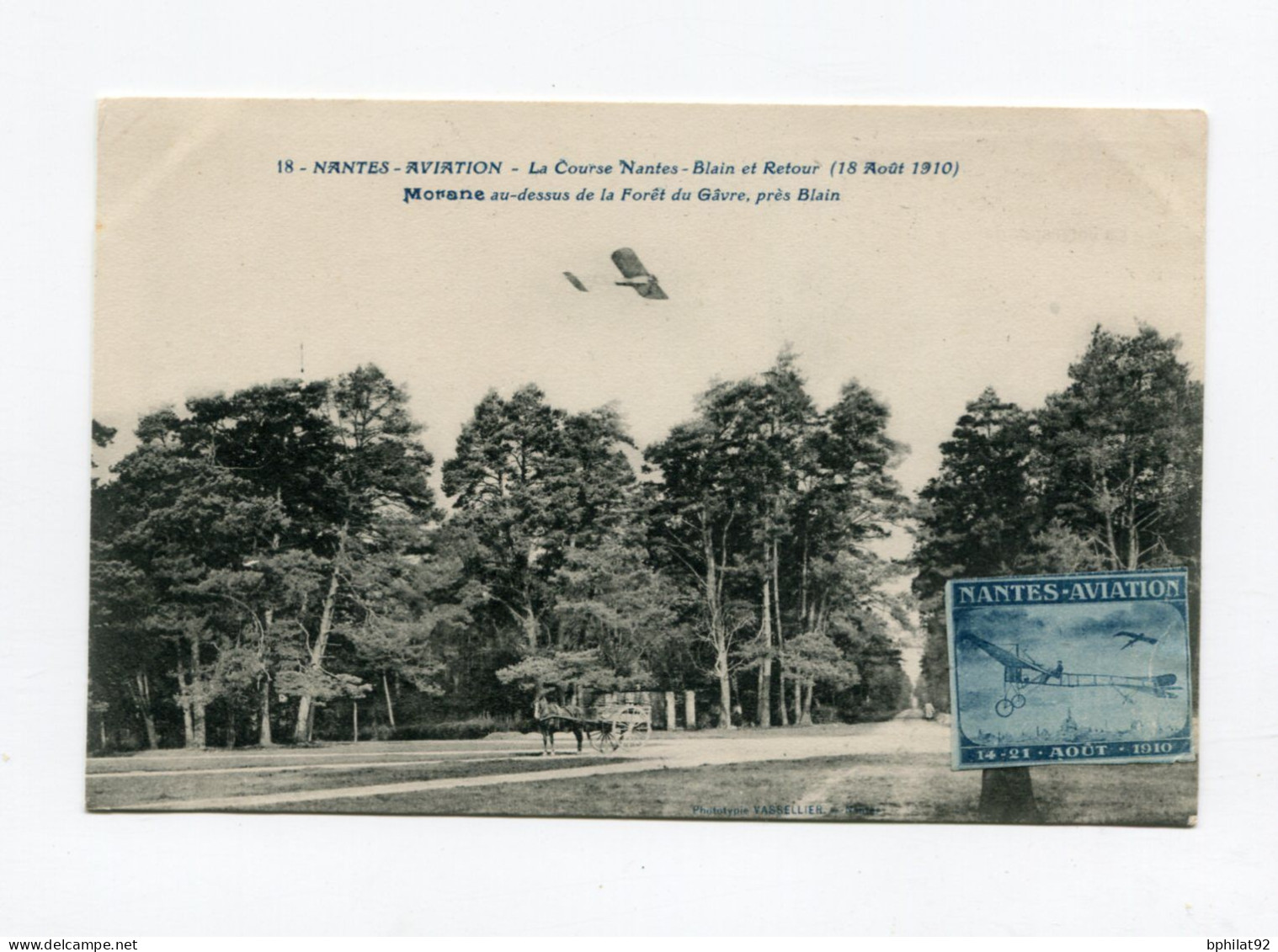 !!! CPA DU MEETING DE NANTES DE 1910 AVEC VIGNETTE AU TYPE II - Aviazione