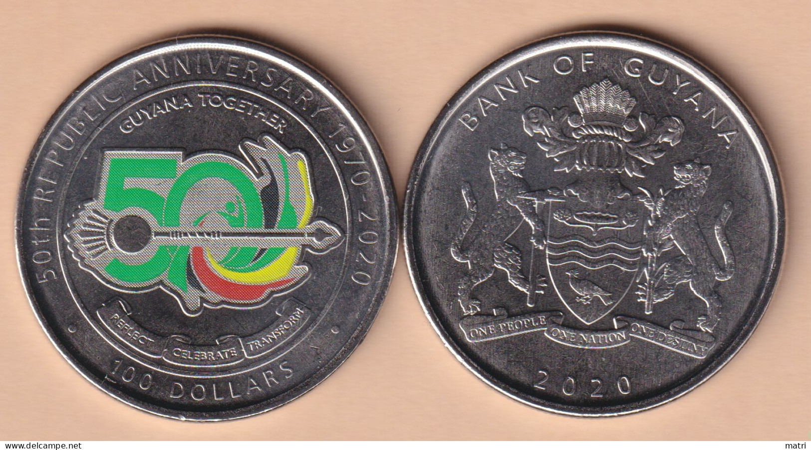 Guyana 100 Dollars 2020 50 Years Of The Republic Km#62 UNC - Guyana