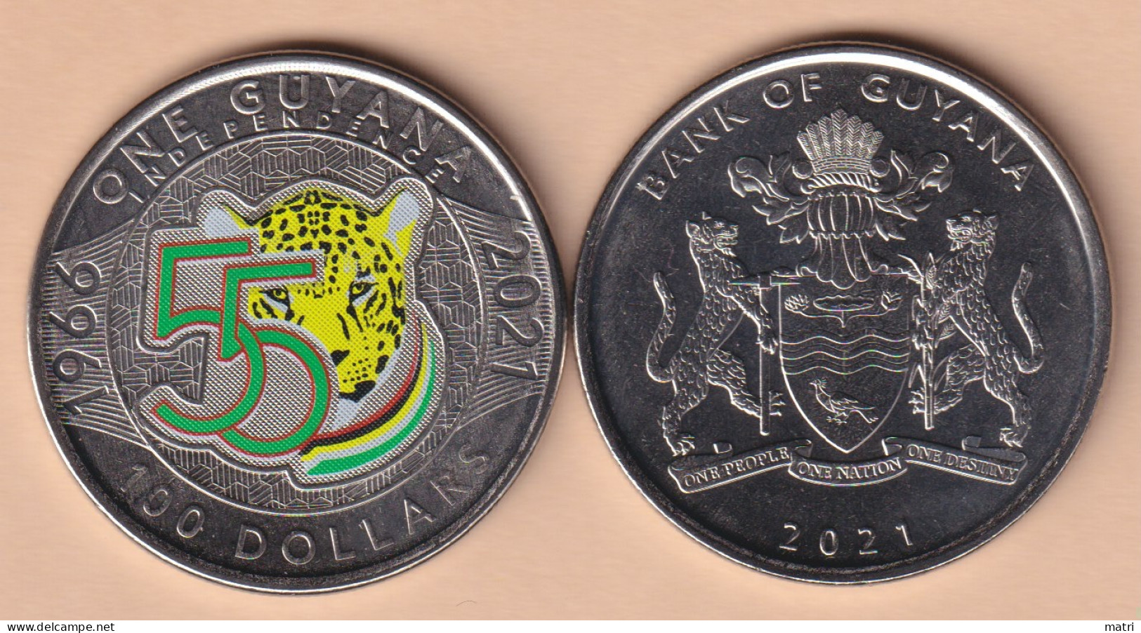 Guyana 100 Dollars 2021 55 Years Of Independence  Km#64 UNC - Guyana