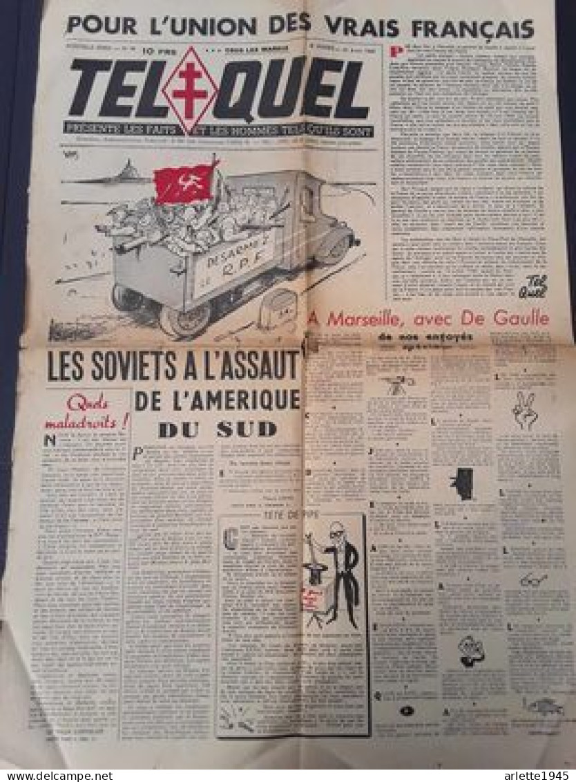 JOURNAL POUR L'UNION DES VRAIS FRANCAIS N96 20 AVRIL 1948 - 1939-45