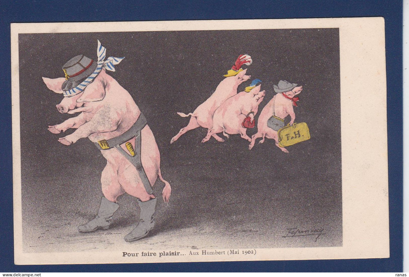CPA Cochon Pig Position Humaine Non Circulé Affaire Humbert - Cerdos