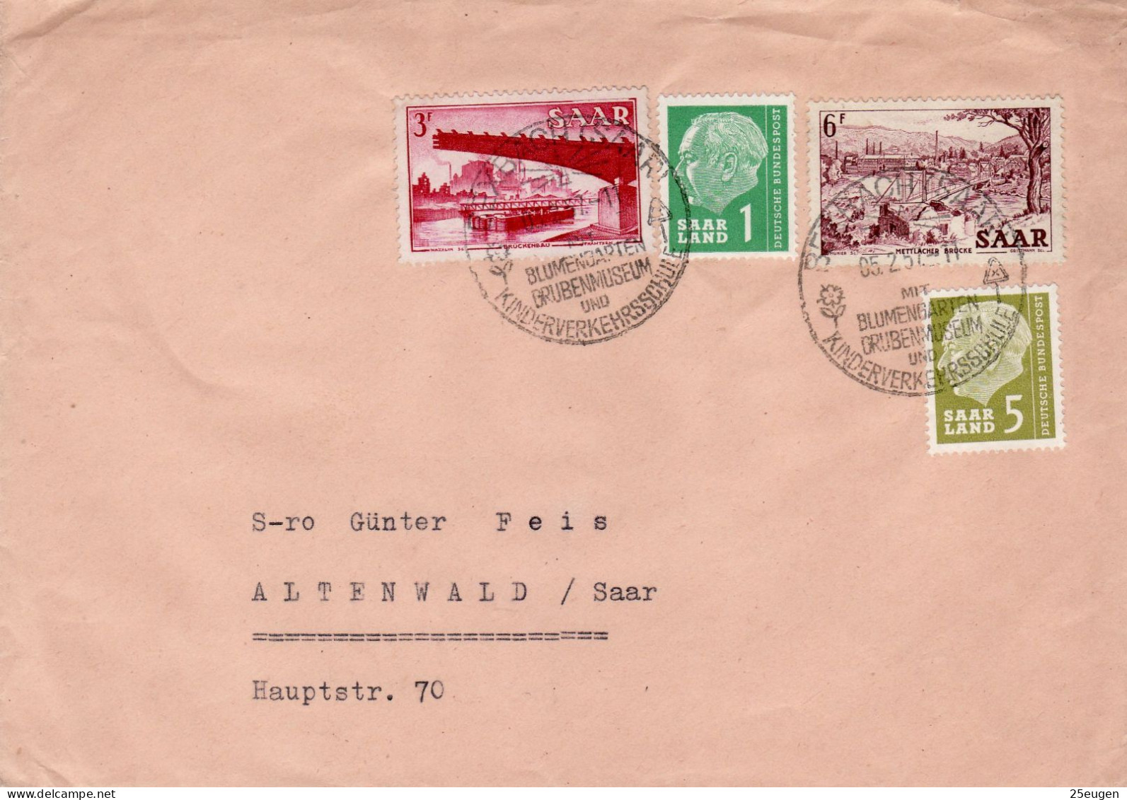 SAAR 1957  LETTER SENT FROM BEXBACH TO ALTENWALD - Covers & Documents