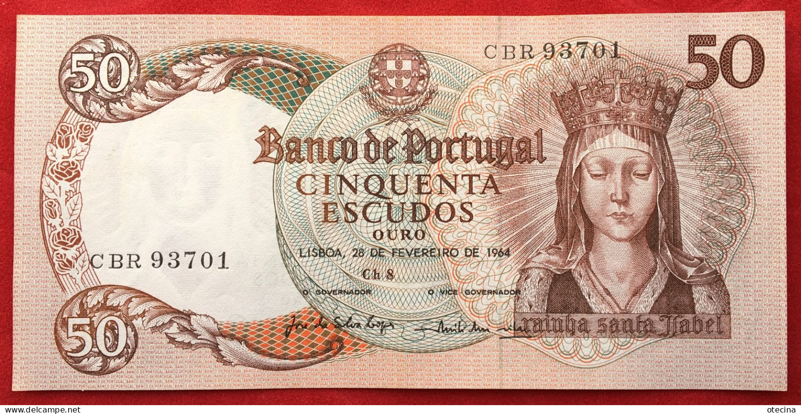 PORTUGAL 50 Escudos Chapa 8 [Rainha Santa Isabel] P#168 28/02/1964 TTB - Portugal