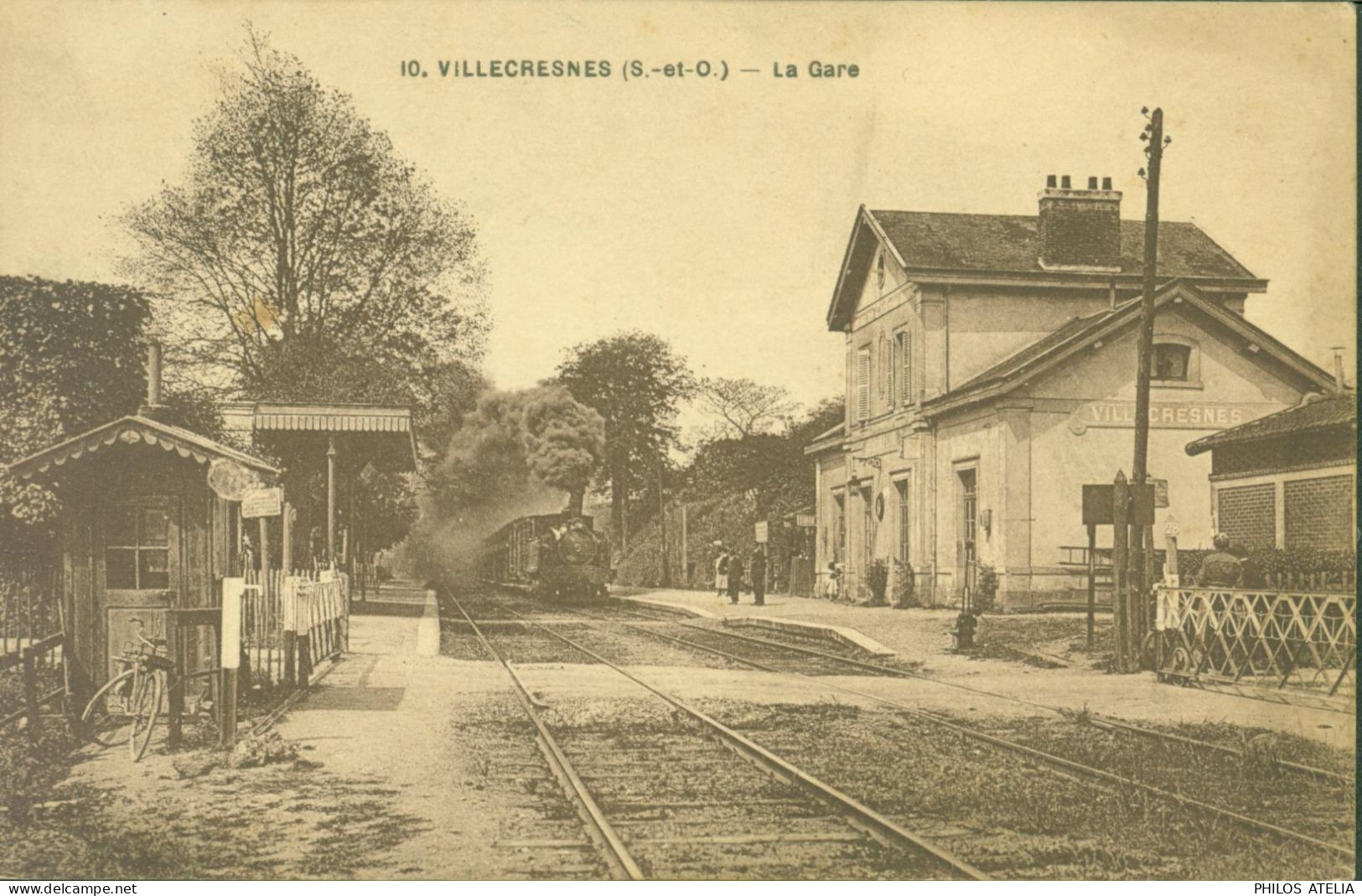 CPA CP Villecresnes Seine Et Oise Val De Marne La Gare YT Pasteur N°170 + 111 Blanc Locomotive - Villecresnes