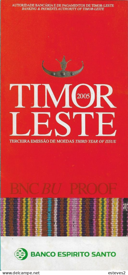 Portugal , Timor  , 2005 , Triptych Flyer About The THIRD ISSUE OF CIRCULATION COINS Of TIMOR LESTE - Livres & Logiciels