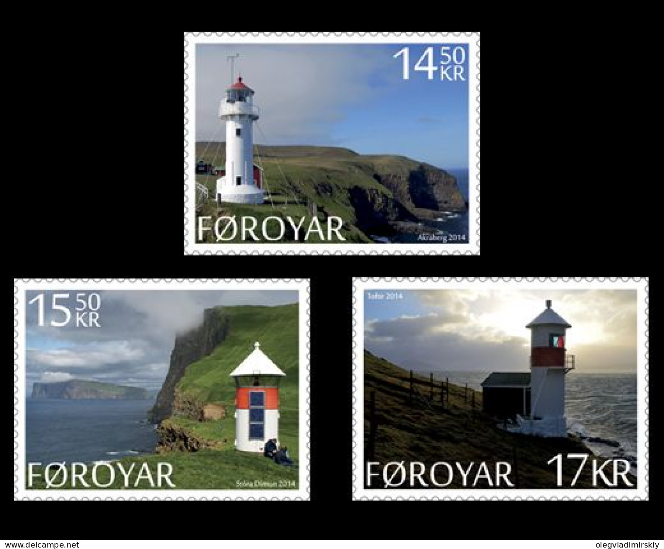 Faroe Islands Denmark 2014 Lighthouses Set Of 3 Stamps Mint - Ongebruikt