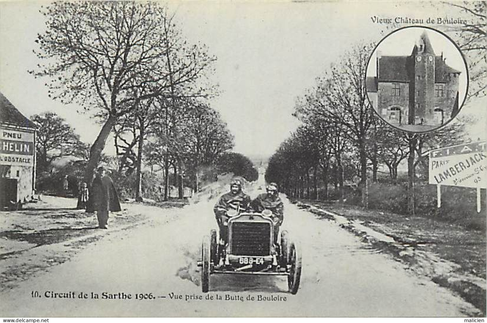 - Sarthe - Ref-842- Bouloire - Circuit De La Sarthe 1906 -butte De Bouloire - Voiture - Automobile - Pub Lamberjack - - Bouloire