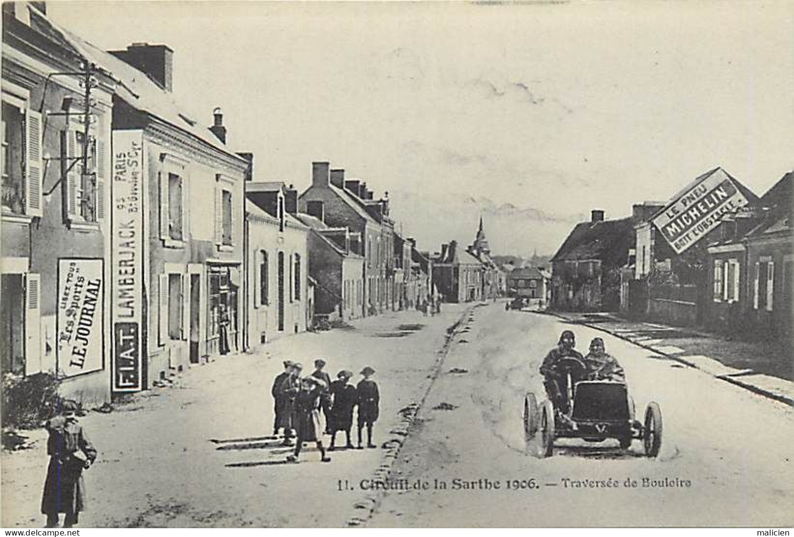 - Sarthe - Ref-841- Bouloire - Circuit De La Sarthe 1906 -traversée Bouloire - Voiture - Automobile -pub Fiat Lamberjack - Bouloire