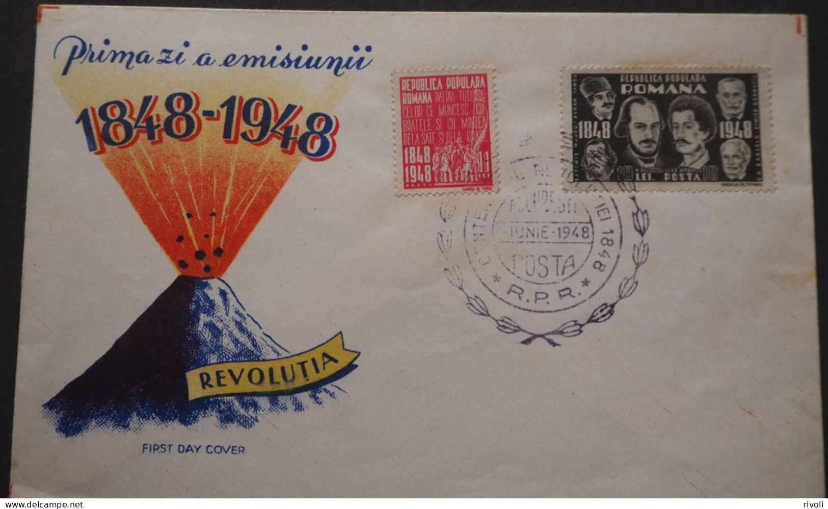 ROUMANIE - ROMANIAN 1848 REVOLUTION ANNIVERSARY, REVOLUTIONARS, VULCANO, COVER FDC, 1948, ROMANIA - Covers & Documents