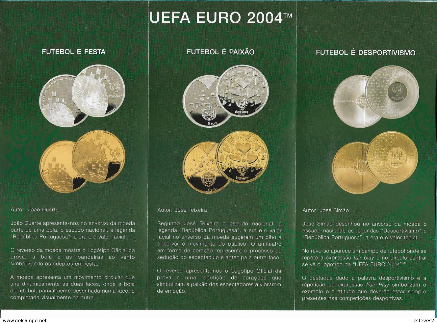 Portugal , 2004 , Triptych Flyer About The UEFA EURO 2004 Commemorative Coins - Livres & Logiciels