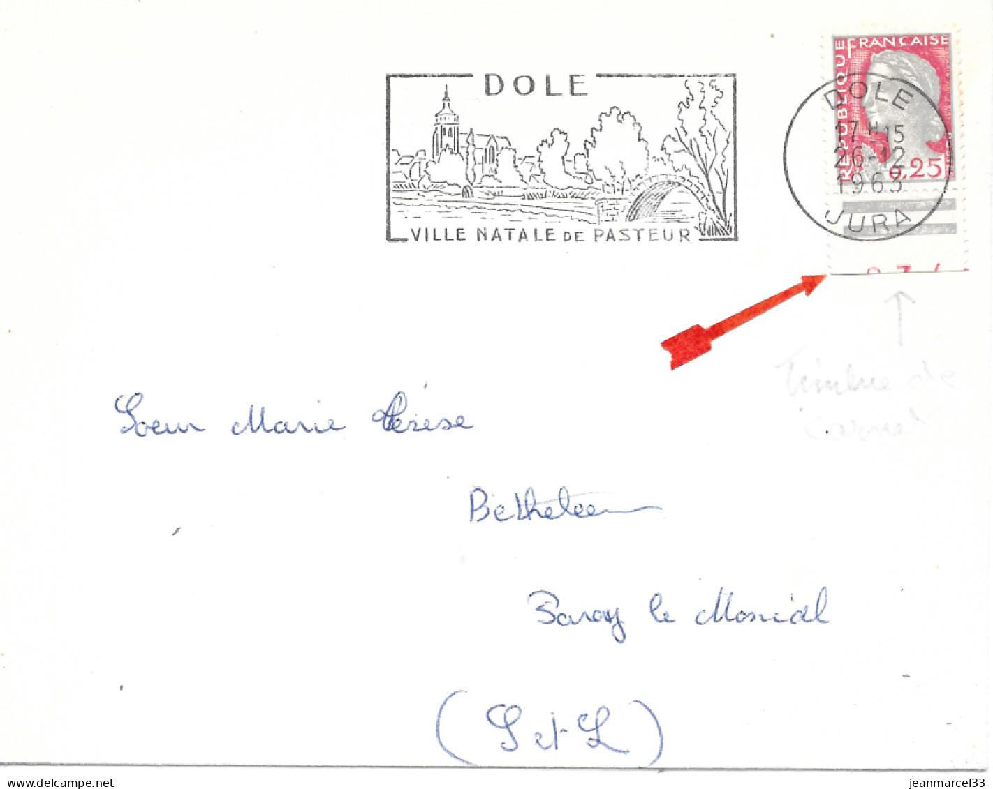 Variété Sur Lettre N° Yvert 1263 Carnet  0,25 Décaris Avec Bandelette Avec Amorce Du N°  Secap Flamme =o - Covers & Documents