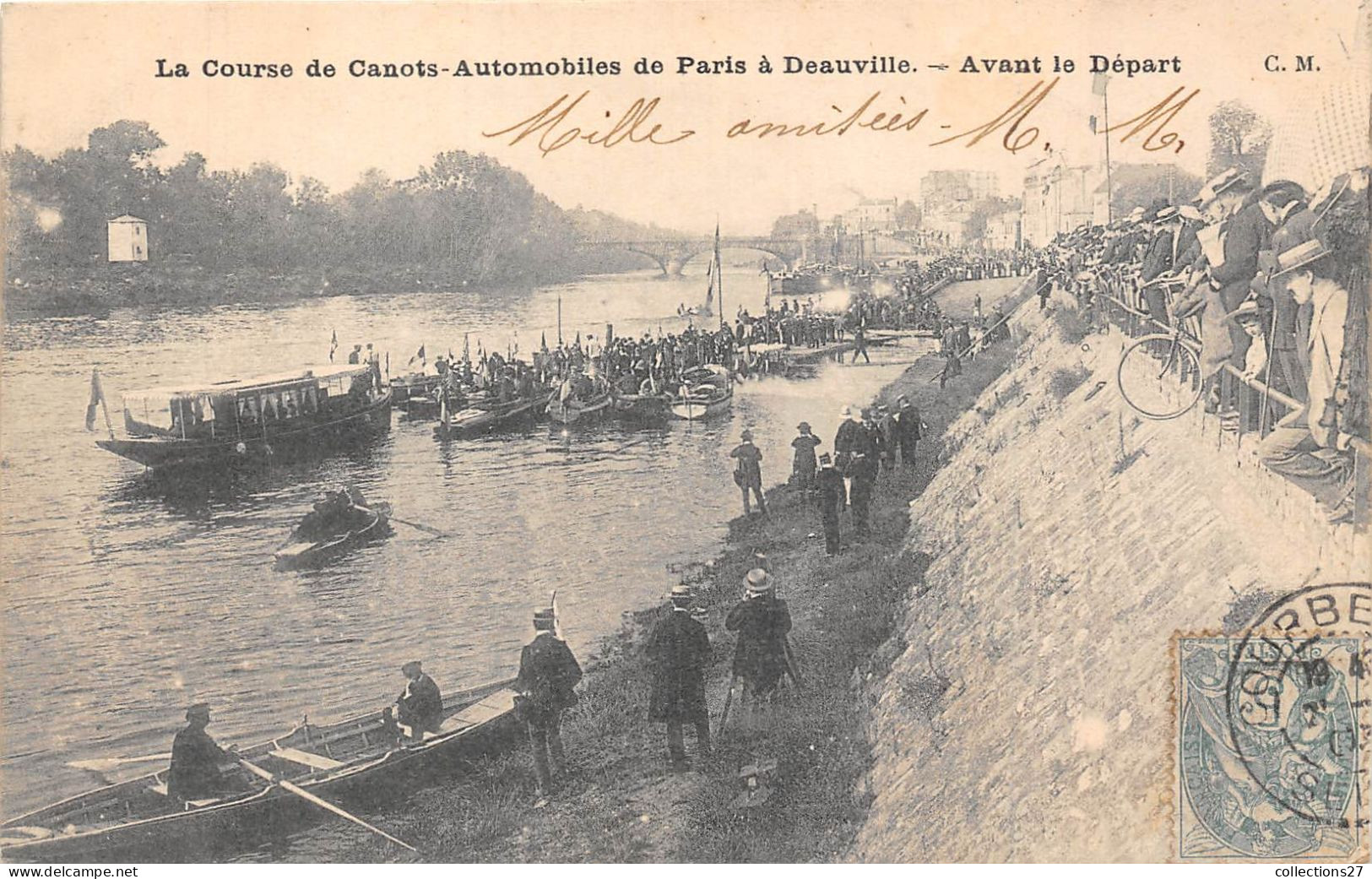 92-COURBEVOIE- LA COURSE DE CANOTS-AUTOMOBILES DE PARIS A DEAUVILLE - AVANT LE DEPART - Courbevoie