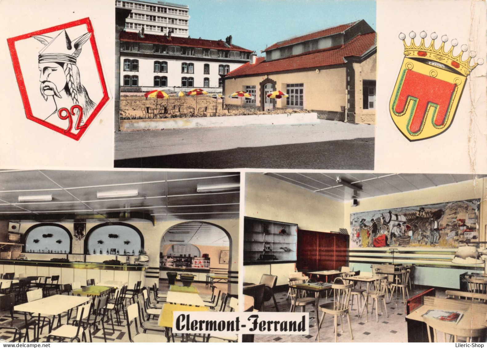 FOYER MILITAIRE DU 92 Me R. I. La Terrasse, Le Salon De Lecture, Le Bar CLERMONT-FERRAND (63) .- Cpsm Dentelée GF 1964 - Régiments