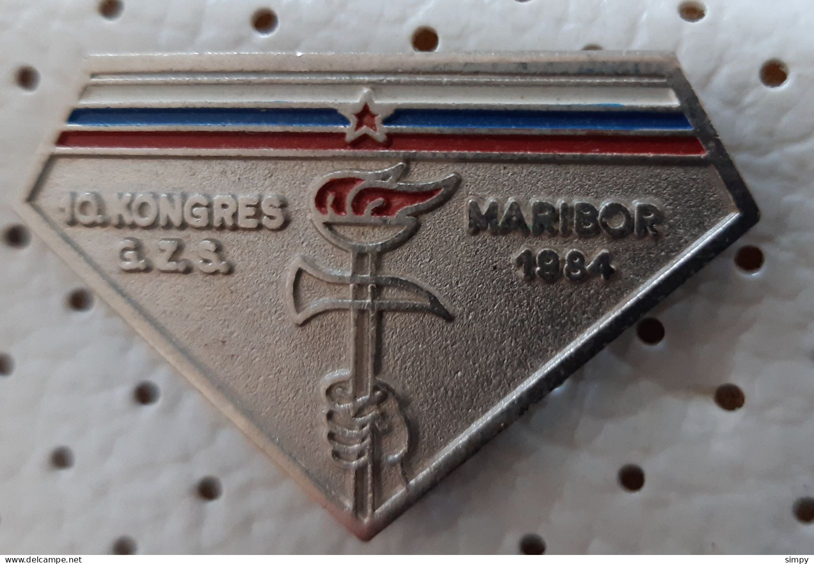 10 Congress Firefighters Association Of Slovenia Maribor 1984 Firefighter Helmet Pin - Firemen