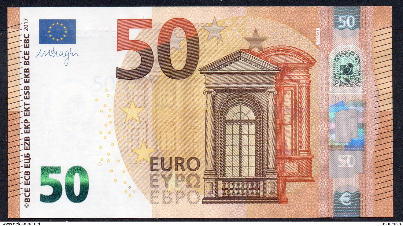 50 EURO ITALIA  SE  S035A1 FIRST POSITION  Ch. "58"  - DRAGHI   UNC - 50 Euro