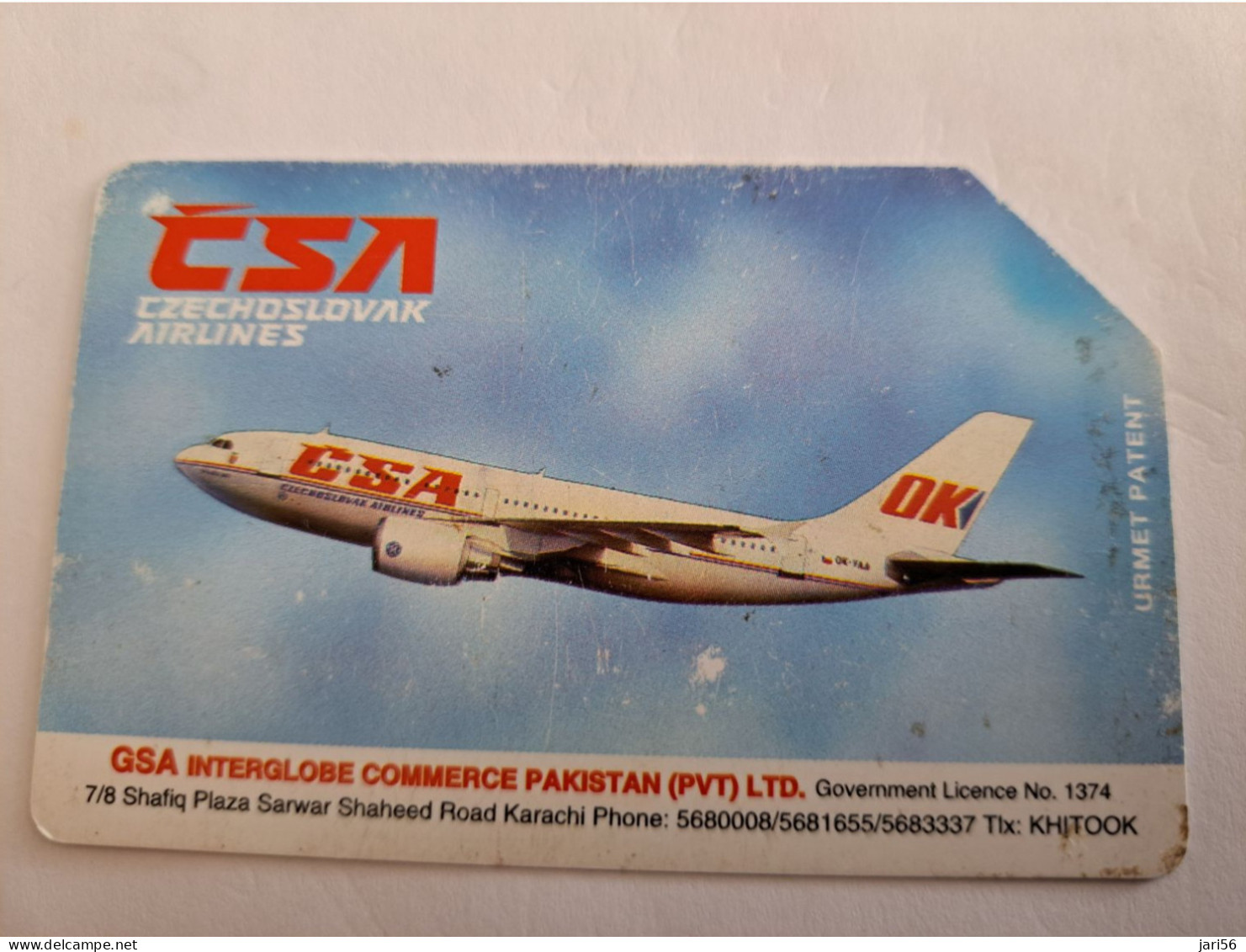 PAKISTAN  TELIPS /  CARD RS 100 URMET SYSTEM  CSA TJECH AIRPLANE/ USED        ** 15005** - Pakistán