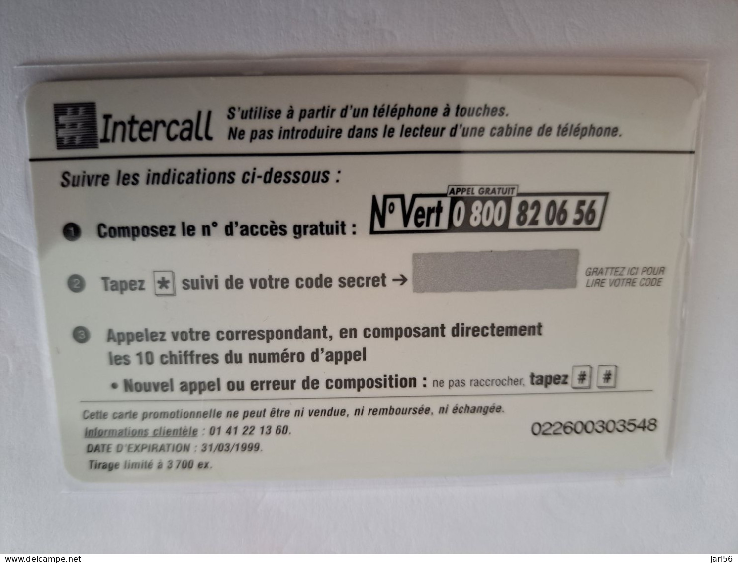 FRANCE/  /PREPAID  /INTERCALL/ TIN TIN / KUIFJE /  /3M SYSTEMS / 25 UNITS/ TIRAGE 3700 EX!!  / MINT CARD    ** 15015** - Prepaid: Mobicartes