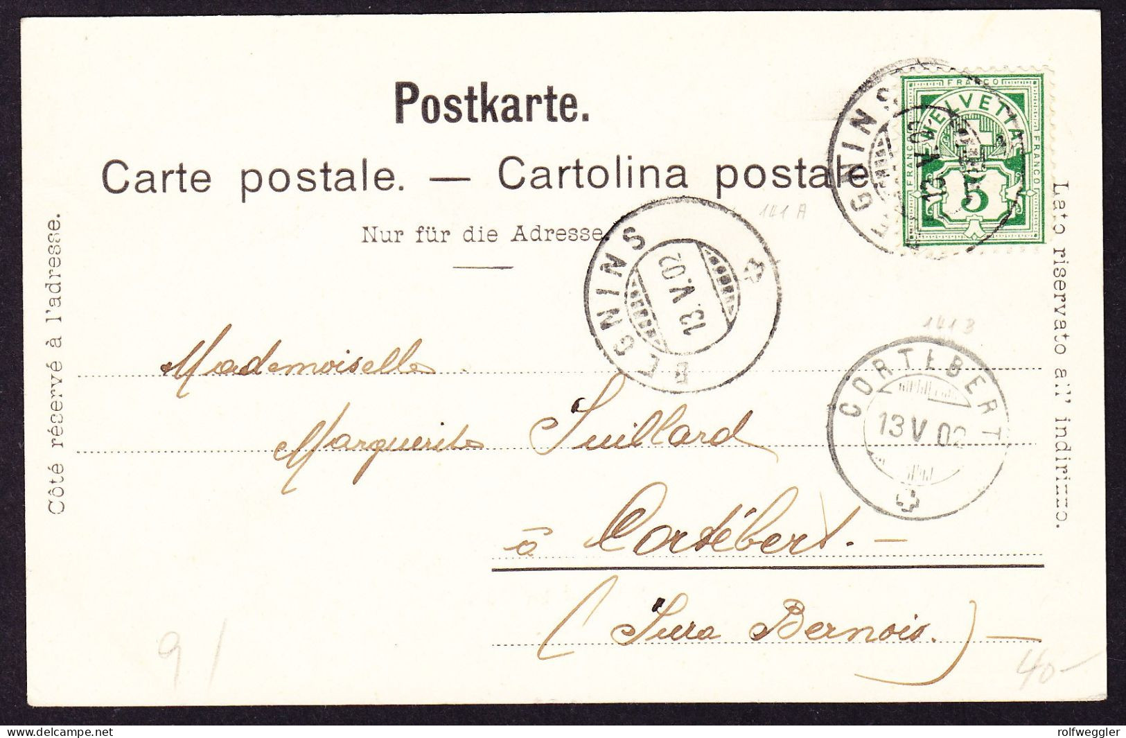 1902 Gelaufene AK, Gestempelt Begnins. Bahnhof Mit Lok In Nyon. La Gare. - Begnins