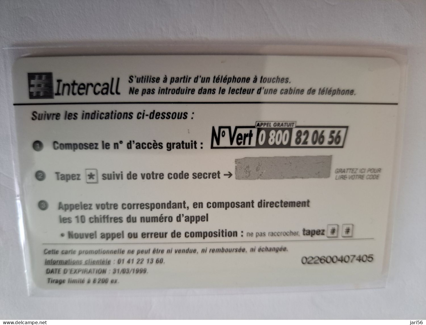 FRANCE/  /PREPAID  /INTERCALL/ LUCKY LUKE/ HORSE JOLLY/ 3M SYSTE / 15 UNITS/ TIRAGE 8200 EX!!  / MINT CARD    ** 15016** - Mobicartes (GSM/SIM)