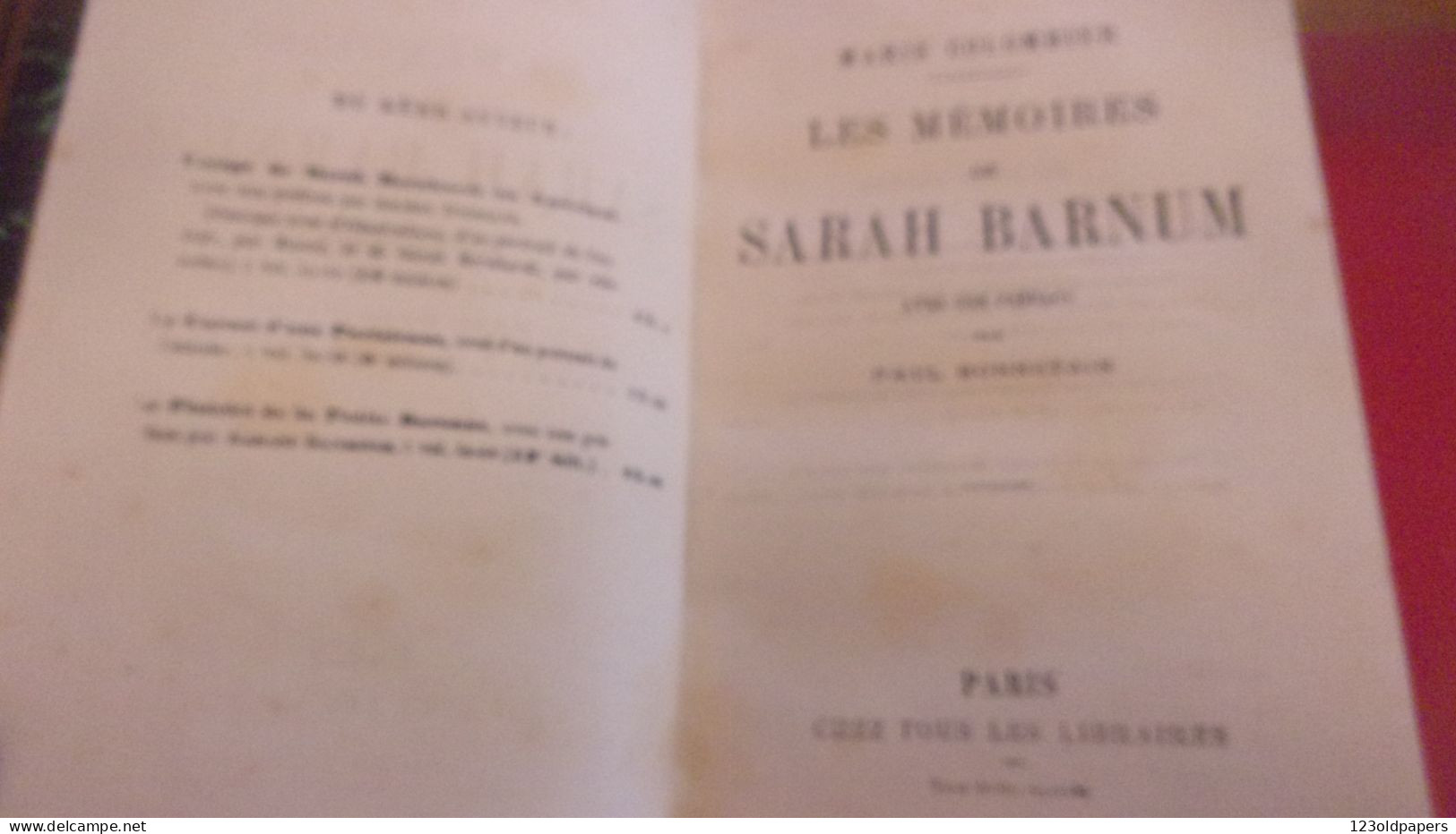 1883 EO CREUSE  Marie Colombier NEE A AUZANCES  Les Mémoires De Sarah Barnum ( SARAH Bernhardt ) - Limousin