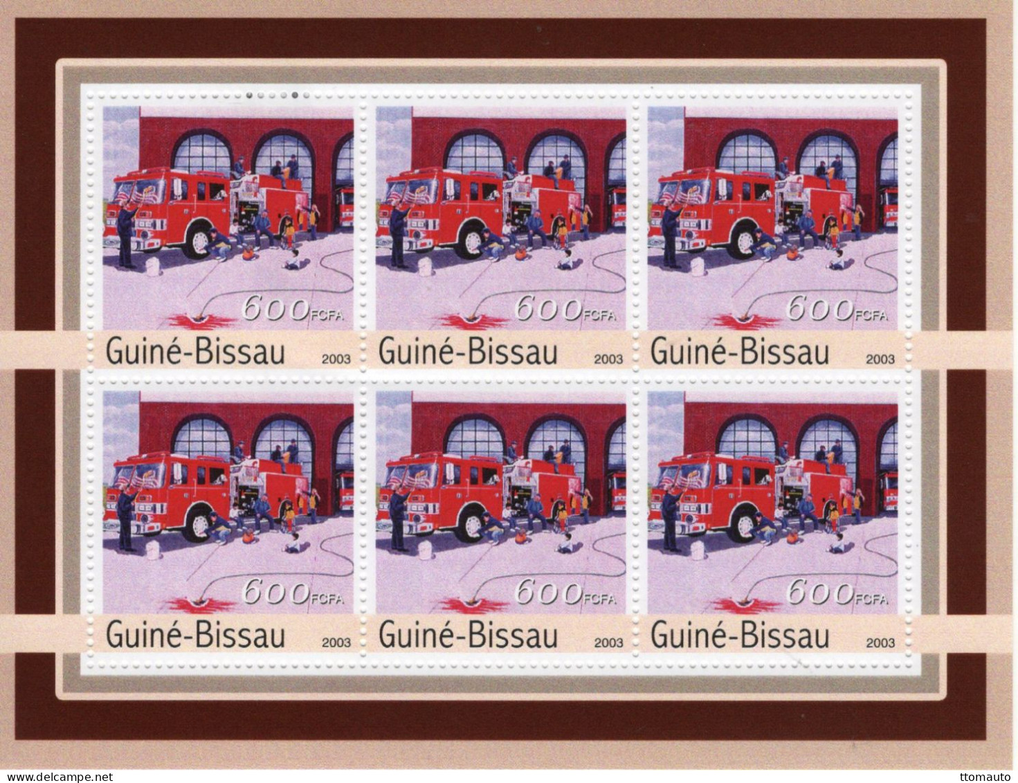 Vehicules De Pompiers - Carros De Bombeiros - Fire Trucks - Camions - Guiné-Bissau 2003  - 6v  Sheet Mint/Neuf/MNH - Trucks