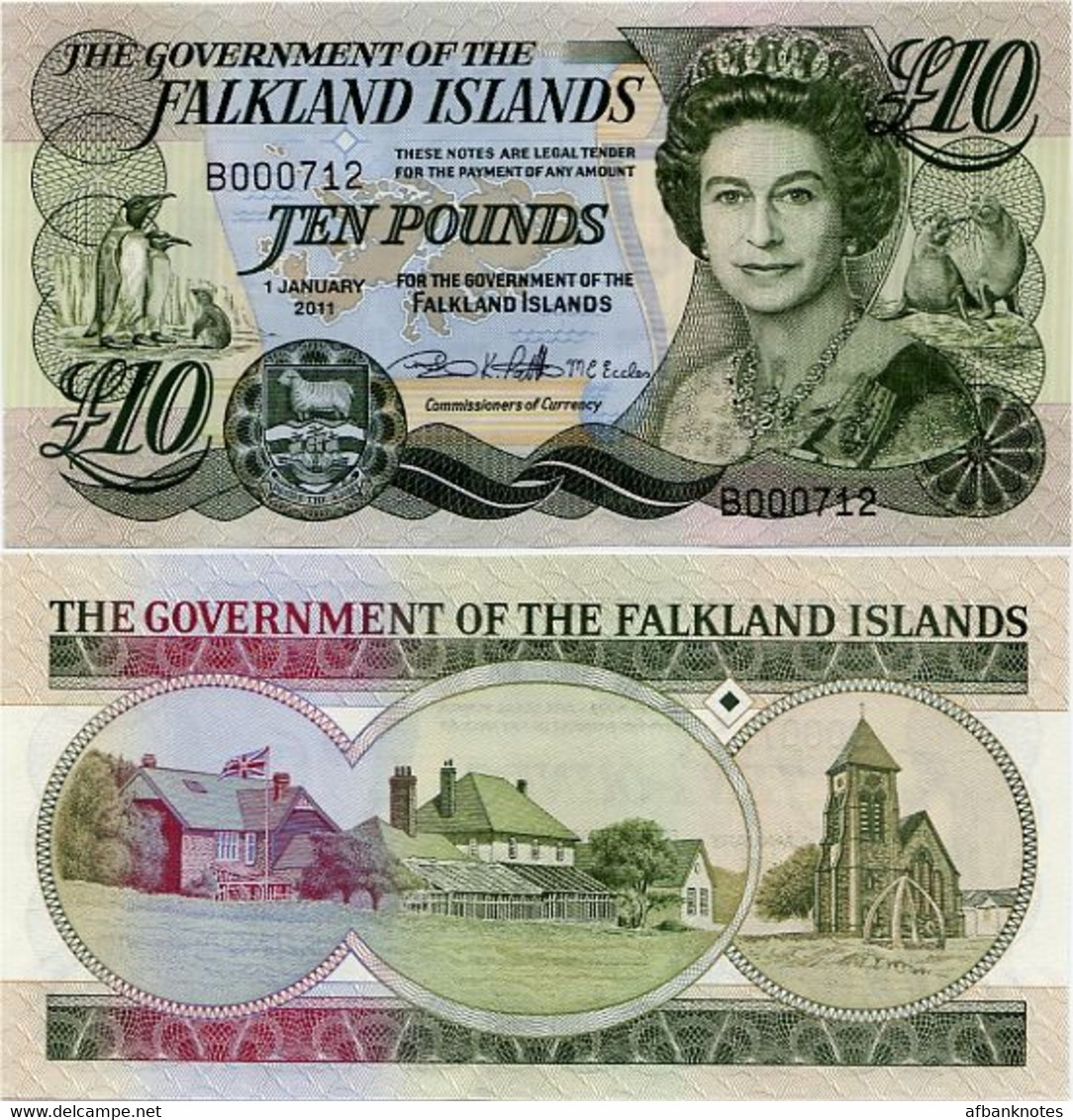 FALKLAND IS.       10 Pounds       P-18       1.1.2011       UNC - Falkland Islands