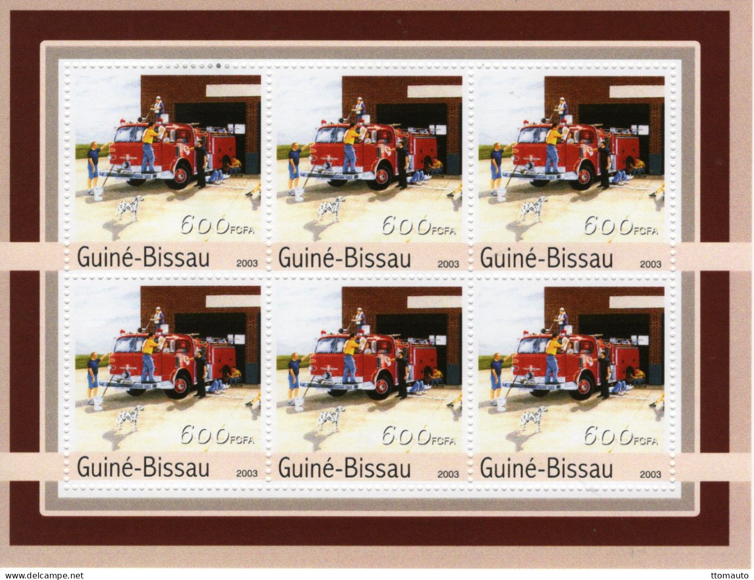 Vehicules De Pompiers - Carros De Bombeiros - Fire Trucks - Camions - Guiné-Bissau 2003  - 6v  Sheet Mint/Neuf/MNH - Camiones