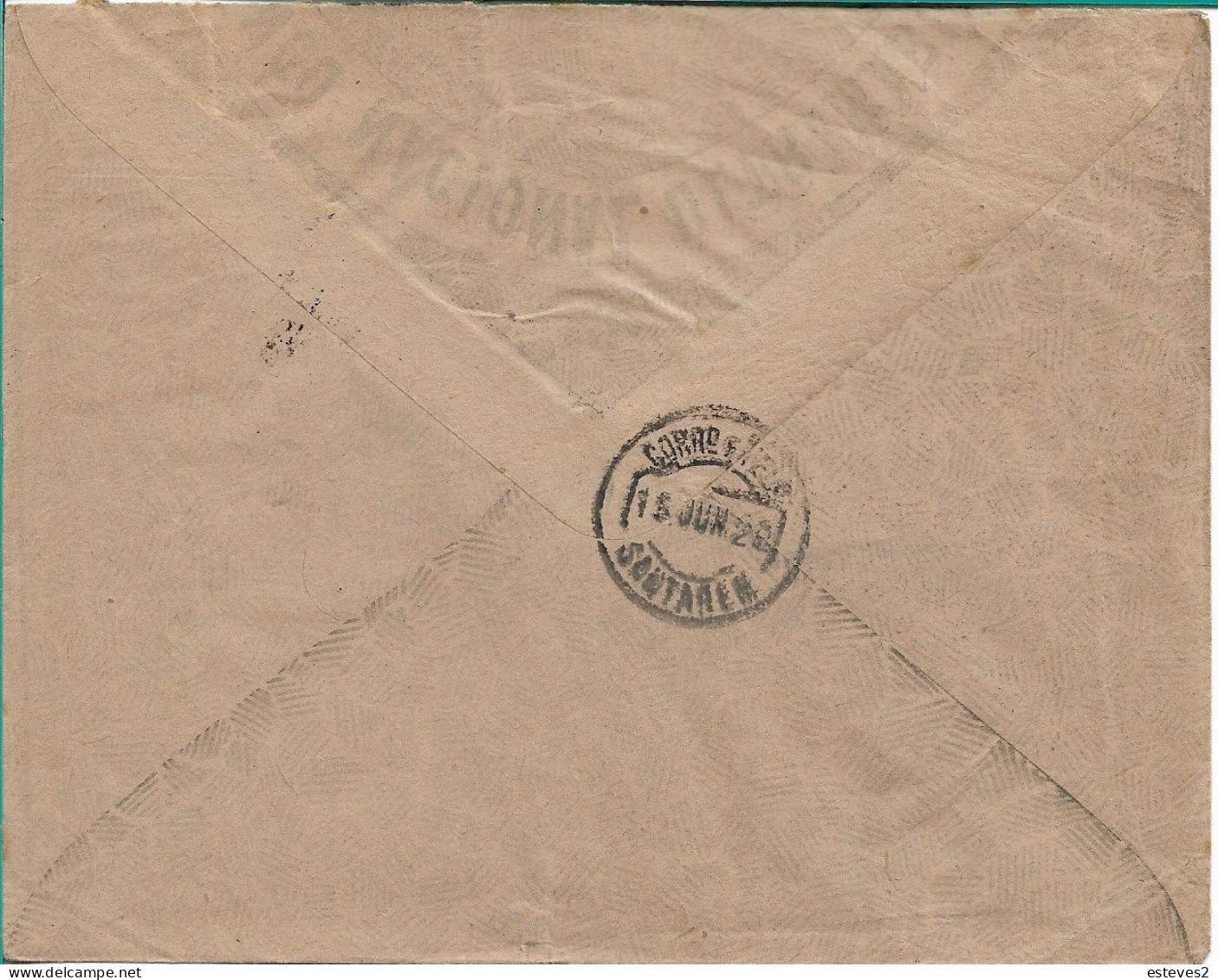 BANCO NACIONAL ULTRAMARINO , 1922 , Commercial Cover From  Vizeu  To Santarém , Viseu , Ceres Stamp - Portugal