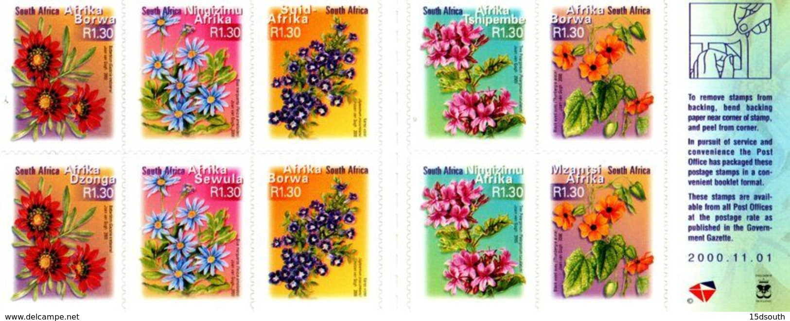 South Africa - 2000 7th Definitive Fauna And Flora R1.30 Flowers Booklet (**) (2000.11.01) # SG SB60 - Postzegelboekjes