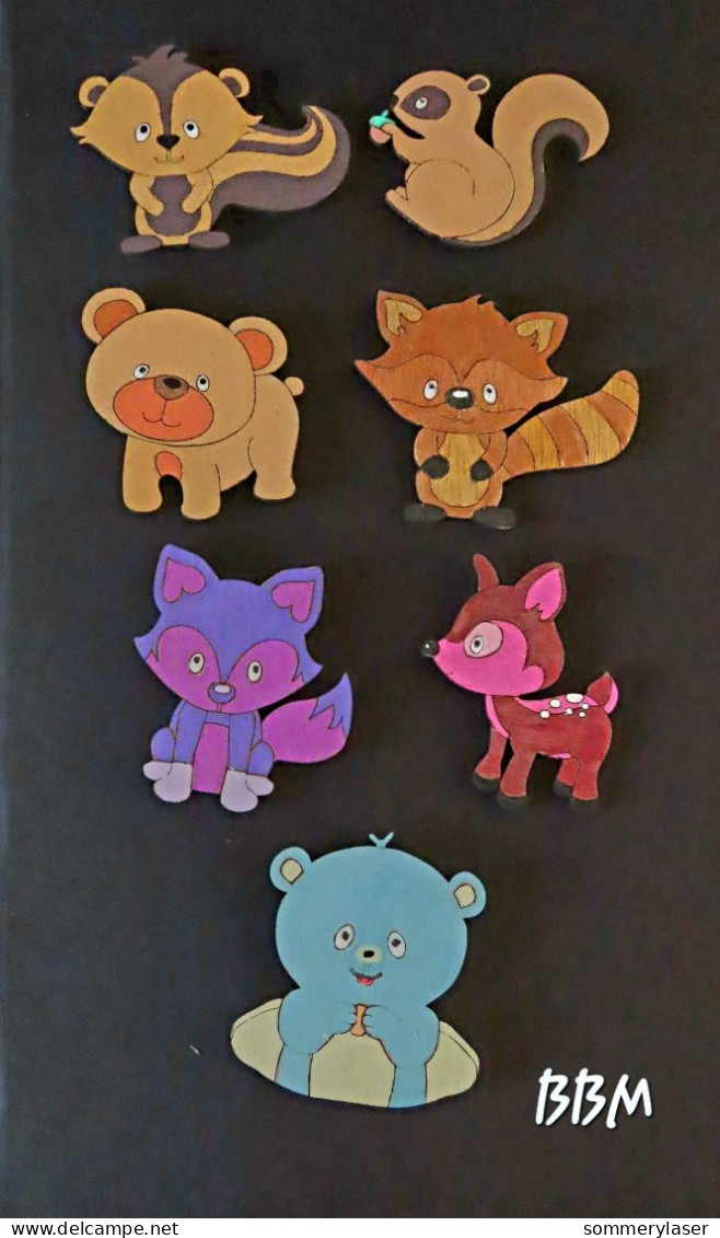 Lot De 7 Magnets Animaux - Personnages