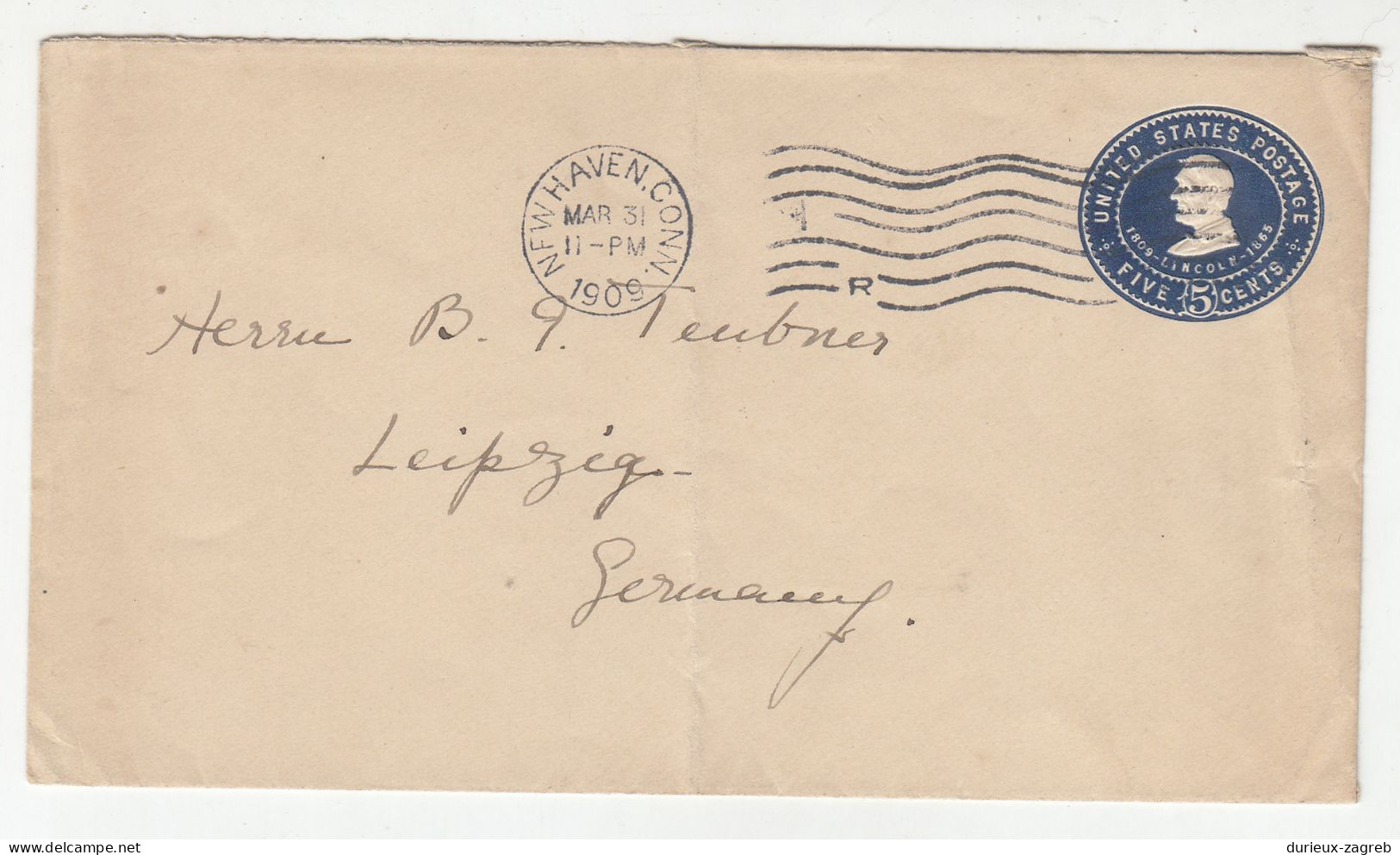 US 5c Lincoln Postal Stationery Letter Cover Posted 1905 To Germany B220820 - 1901-20