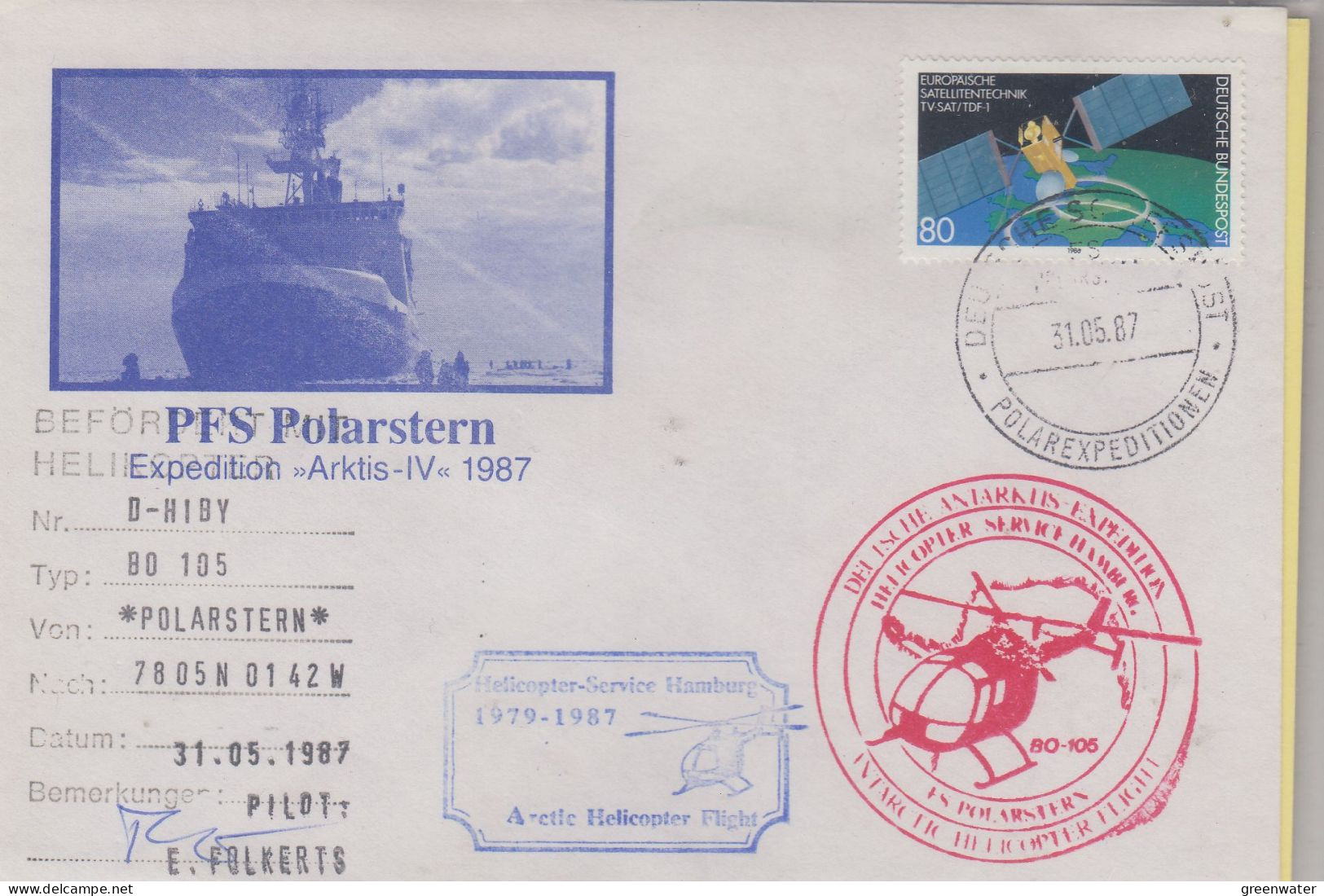 Germany  FS Polarstern Heli Flight From Polarstern To Arctic Sea 31.05.1987 (SX171) - Vols Polaires