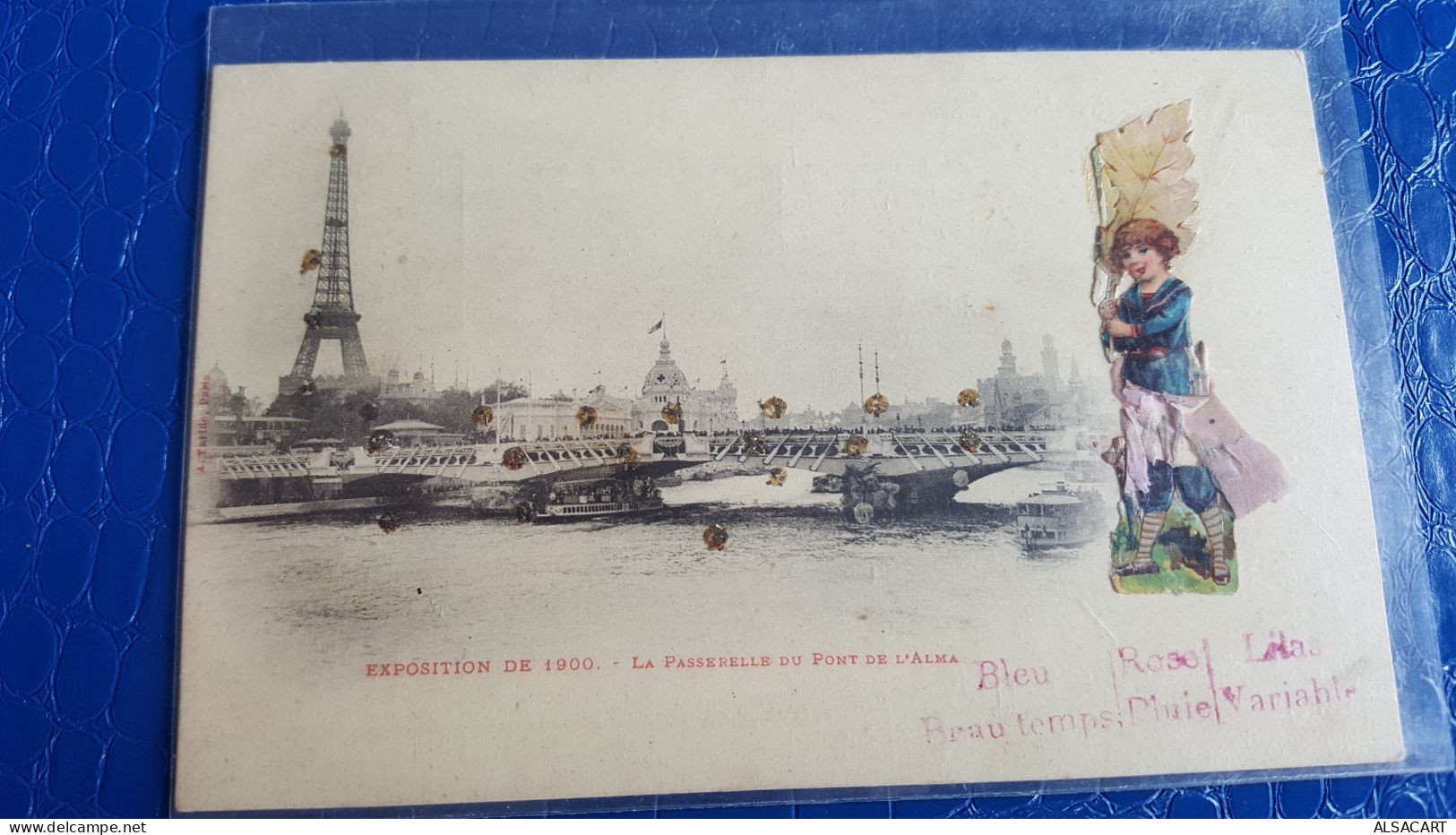 Exposition Universelle De Paris 1900 , Passerelle Du Pont De L'alma , Carte Barometre - Exposiciones