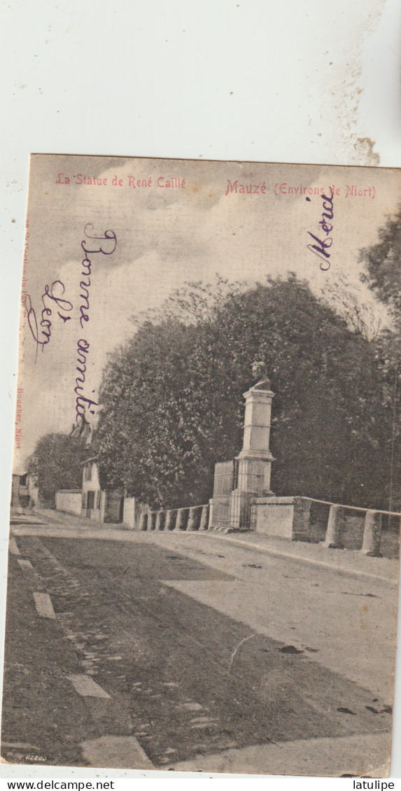 Mauzé Sur Le Mignon  79-  Carte Timbrée -La Statue De René Caiillé (Environs De Niort - Mauze Sur Le Mignon