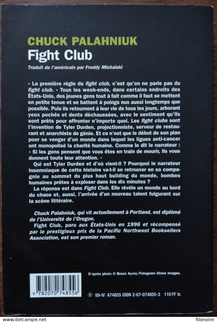 Chuck PALAHNIUK Fight Club (Gallimard / La Noire, 02/2000) - NRF Gallimard