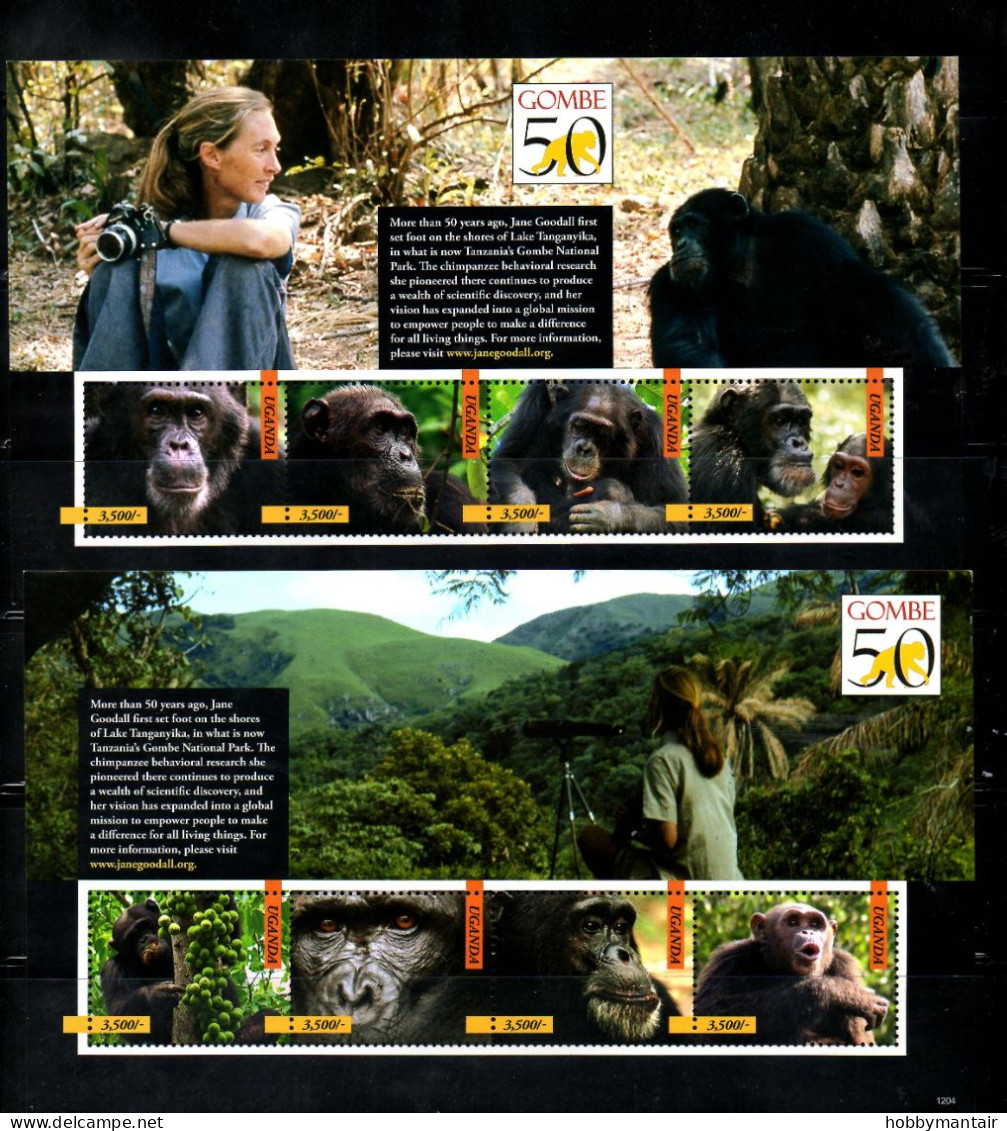 UGANDA, 2012, GORILLAS, 2 S/S, MNH** - Gorillas